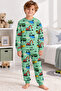 Elmas Kids Male Child 100% Cotton Work Machine Pattern Long-Sleeve Lycra Pajama Set