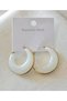 Women's Gold-White Color Acrylic Hoop Earrings - Stylish Elegant Modern Design Earrings 316L Steel Anti-Allergic