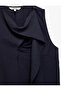 Viscose Fabric Sleeveless Button Closure Shawl Collar Blouse - 5