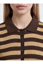 Rmz Gi̇yi̇m Farkiyla Devrik Roba Collar Striped Women's T-Shirt - 4
