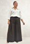 69020 Plus Size Elastic Waist Double Skirt Trousers - Brown - 5