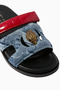 Eagle Cut Out Sandals, Flat Leather Sandals and Eagle Logo Design - 35 - 3