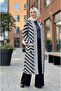 Women's Hijab Button Detailed Long Striped Cardigan