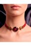 Original Leather Choker Necklace with Real Flowers - 5