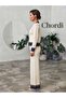 Women's Gold Buttoned Knitwear Top and Bottom Set - 2