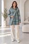Women's Hooded Plaid Patterned Asymmetrical Cross-Cut Long Knitwear Cardigan - 5