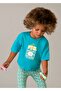 Girl's Oversize Printed Tshirt Blue - 3