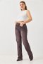 Brown Denim Fabric Cut-Out Pipe Leg Standard Fit Jeans with Belted Pockets