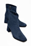 Women's Heeled Boots with Blunt Toe and Suede Zipper Detail - 2