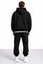Men's Black Oversize Hooded Tracksuit Set Relaxed Fit Jogger Bottom Top Set - 2