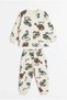 Skate Dino Boys' Cotton Pajama Set Beige - 3