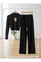 Women's Half Fisherman Crop Sweater and Trousers Ribbed Knitwear Set - 4