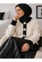 Stylish Cardigan-Looking Women's Knitwear Sweater with Floral Button Detail