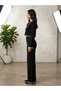 Women's Crew Neck Crop Top and Sweater Pants Knitwear Top and Bottom Set - 3