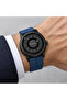 ساعة يد سوداء بتصميم دائري وسوار أزرق Black Wristwatch with Unique Circular Dial and Blue Strap - 2