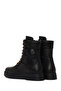 Women's Black Quebec Zippered Thick Soled Leather Boots 021Z100690 - 6