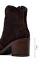 Women's Brown Thick Heeled Suede Leather Cowboy Boots Af230005Ds - 4