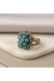 Bronze Women Ring Authentic Copper Jewelry Mini Turquoise Stone Prism Flower Adjustable Vintage - 4