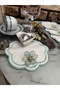 Double Row Embroidered Stain-Resistant Fabric Presentation Napkin with Lotus Flower Brooch, Cocktail Napkin, Coffee Napkin, Coaster 6 Pieces - 4