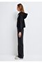 Women's Black Zippered Sweatshirt Black Sweatshirt - 4