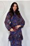 Saks Patterned Chiffon Dress - 3