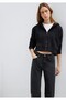 Women's Black Zippered Sweatshirt Black Sweatshirt - 2
