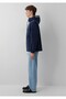 Men's Navy Blue Hooded Jacket Sky Captain Jacket - 5