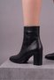 Black Women's Heeled Boots with Pointed Toe and 8cm Heel Height - 4
