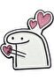 Cute Meme Character Metal Sticker with Pink Hearts