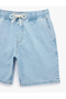 Comfortable Fit Pocketed Cotton Bermuda Shorts with Lace-Up Waist Baggy Jean Shorts - 5