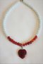 6 mm Agate, Glass Pearl Heart Natural Stone Choker Necklace