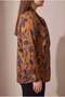 Collar Scarf Detailed Viscose Inside and Satin Outside Large Size Patterned Shirt Coffee - 3