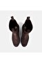 Women's Dark Brown Stretch Ankle Detailed Suede Leather Boots - 6