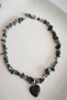 Green Agate, Blood Stone Heart Broken Stone Natural Stone Necklace
