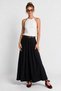 Belted Gabardine Skirt Trousers Lby0072 Black - 3