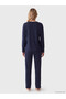 Two Mt Shop Quality Lcw Young Navy Blue Combed Cotton Polka Dot Long Sleeve Women's Pajama Set - 4