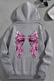 Unisex 3 Thread Cotton Gray Pairofwing Print Loose Fit Sweatshirt Hoodie