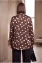 Polka Dot Viscose Inside, Satin Outside Plus Size Shirt Coffee - 5