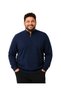 Men's Large Size Dark Indigo Zipper Stand Collar Cotton Sweater 3Xl-4Xl-5Xl-6Xl