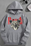 Unisex 3 Thread Cotton Gray Ranch Print Loose Fit Sweatshirt Hoodie