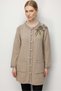 Women's Stand Collar Embroidered Shoulder Buttoned Wool Coat Dark Beige - 3