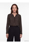 Peak New Season Brown Collared Patterned Blouse