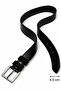 Men's genuine leather 4.5 cm classic and denim belt with metal buckle black - 3