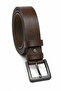 Men's genuine leather 4.5 cm denim and fabric pants belt with metal buckle - brown - 2