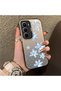 Infinix Hot 60 Pro Plus Compatible Acrylic Hard Back Panel with Silicone Edges Blue Flower Printed Phone Case - 2