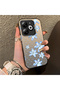 Infinix Hot 40I Compatible Acrylic Hard Back Panel with Silicone Edges Blue Flower Printed Phone Case - 2