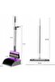 Broom and long-handled dustpan, three-piece scraper set, 180-degree rotatable, upright dustpan and b - 5