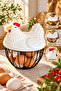 Decorative Chicken Figured Metal Egg Bowl with Ceramic Lid, Fruit Basket, Storage Container - 3