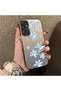 Samsung Galaxy A24 Compatible Acrylic Hard Back Panel Silicone Edged Blue Flower Printed Phone Case - 2