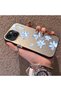 iPhone 14 Plus/15 Plus Compatible Acrylic Hard Back Panel Silicone Edged Blue Flower Printed Phone Case - 3